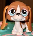Littlest Pet Shop Authentic # 1205 Brown White Basset Hound Bows Blue Dot Eyes