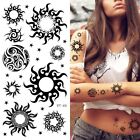 Black Tribal Sun And Star Temporary Tattoo For Women Stickers Tattoo Arm Hand