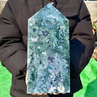 7.01LB Large Natural green druzy moss agate quartz obelisk crystal aura healing