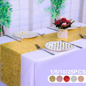 1/5/10/25pcs Glitter Sequin Table Runner Cover Shinny Wedding Party Decor