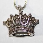 Sterling Silver White Sapphire Accent Crown Necklace JWBR