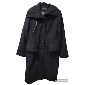 BGBGMAXARZIA Wool Blend Coat Black size 10 Mid-Length Classic Button Down