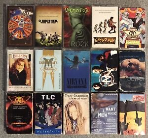 Lot of 15 Cassette Tapes & Singles From 90's + VTG 15 Tape Storage Case w/ Cover