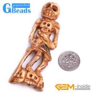 Carved Bone Beads for Jewelry Making Free Ship in Bulk Large Body Skull Skeleton