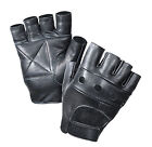 Fingerless Leather Biker Gloves -Leather Finger-Less Motorcycle Gloves