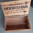 MOONSHINE Sauce BLACK ROCK Dynamite Fire Starter WOOD BOX Wooden Crate Lid 16x10