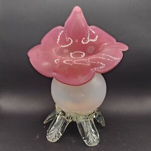Antique Victorian Jack in the Pulpit Footed Pink Glass Vase, Stevens & Williams