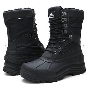 Aleader Snow Boots Men's Size 9 Black Lace Up 3M Thinsulate Insulation AL200307M
