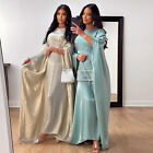 4pcs Muslim Abaya Kaftan Women Batwing Sleeve Maxi Dress Dubai Arab Farasha Robe
