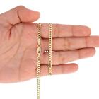 14K Yellow Gold Solid 1.5mm-12mm Curb Chain Cuban Link Necklace Bracelet 7