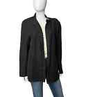 AKRIS Black Linen Zippered Boxy Casual Jacket, FR 46 US 14