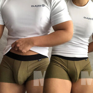 Men Sexy underwear Low waist Briefs U pouch Boxers Striped shorts underpants Hot
