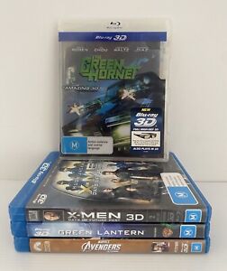 3D Blu-ray Bundle x 4 Green Hornet Green Lantern X-Men Marvel The Avengers VGC
