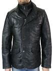 Mens Smart Casual Real Leather Blazer Quilted Black Jacket Coat s-3xl