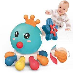 Press & Go Octpus Toy, Baby Toys 6 to 12 Months Head Inchworm Baby Push Go