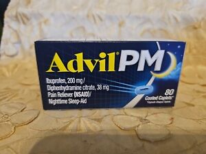 Advil PM-Pain Reliever-Nighttime Sleep-Aid-80 Coated Caplets - EXP. 1/2025-BOXED