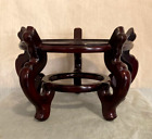 Vintage Oriental Footed Carved Wood Planter Stand Riser Hold 10