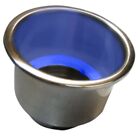 Stainless Steel Blue LED Light Drink Cup Holder with Drain for Marine