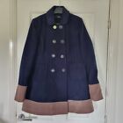 NEXT SMART TAILORED NAVY MINK COLOURBLOCK TRIM DOUBLE BREASTED REEFER PEA COAT