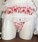 NWOT Gilligan & O'Malley Ruffled Floral Satin Thong Panties + Garter Belt Set XL