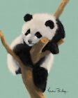 ACEO ATC Art Card Acrylic Gauche Painting Print Signed Panda Bear Animals