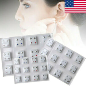 24Pcs Medical Earrings Piercing Tool Kits Ear Stud Surgical Steel Ear Studs USA