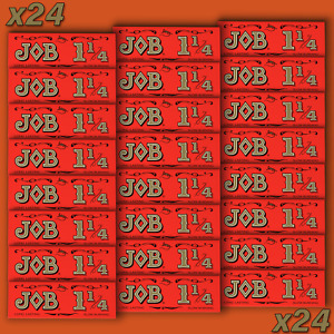 x24 JOB Rolling Papers 1 1/4 Orange Red Slow Burning Cigarette Papers (24 Packs)