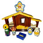 Vintage VEGGIE TALES Nativity Manger Replacement Figures Toy Lot 5 + Barn