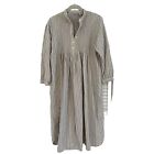 LL Bean Women’s Dobby Pin Tuck Nightgown Ivory/Blue Flannel Grannycore Sz SP