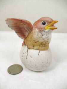 1990 Andrea by Sadek Hatching Cardinal Baby Bird Egg Porcelain 3.25