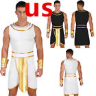 US Men's Costume Ancient Greek God Gladiator Roman Dress with Cuffs Set Outfits