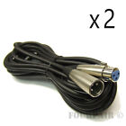 2 Pack Lot - 6ft 3-Pin XLR Extension Audio Microphone Mic Cable Cord Male Female