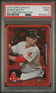 2014 Topps Update Us26 Mookie Betts Batting RED HOT FOIL Rookie RC PSA 9 MINT !