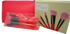 6Pc Brush Set in Neon Pink Macys Reaction Retail ( 5 brushes + 1 Bag ) ~ New!!