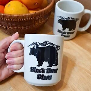 Black Bear Diner Mugs Pair LARGE 12oz HEAVY, Tuxton, Set of 2 Coffee Cups