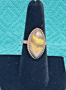 Bumble Bee Jasper Gemstone 925 Sterling Silver Ring Size 7-1/2 (#0010)