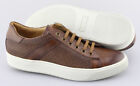 Men's SANTONI 'Aztec' Brown Leather Perforated Sneakers Size US 8.5 - D