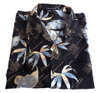 Tulliano Silk Hawaiian Shirt Black with Floral Print Men's Size XXL