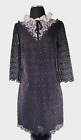 SHANI Ruffle Lace Collared Dress Women's 8 Black White Floral Applique Nun Core