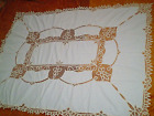 Vintage Stylish linen tablecloth brussels lace