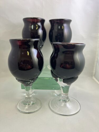 Rare & Stunning 1975 PEET ROBISON ARTIST SIGNED Set of 4 Wine Goblets