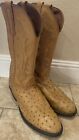 Nocona Boots Full Quill Ostrich Exotic Yelllow Cowboy Boots 11 EEE Wide Vintage