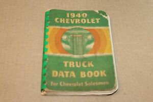 1940 CHEVROLET DEALER SALESMAN TRUCK SALES DATA BOOK