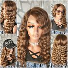 Wavy Lace Front Wig Reddish Blonde Wig Human Hair Blend Glueless Wig Heat Safe