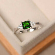 Women Jewelry Pretty Emerald 925 Silver Rings Wedding Engagement Rings Size 6-10