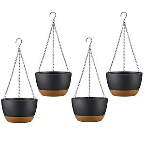 4pcs Hanging Planter Self-Watering Indoor Outdoor Plants Pots w/ Removable Tray