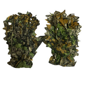 Leafy Gloves Full Finger Green Camo Gloves Realistic Leaves Camouflage Glove