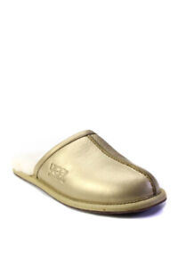 UGG Australia Womens Leather Shearling Lined Slippers Gold Size 7