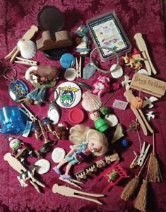 Junk Lot Dollhouse Vintage Plastic Wood Metal items Mixed Lot 40+ items