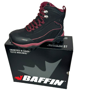 Baffin Hike Women's Winter Hiking Boots Waterproof Snow Boots, Black/Sangria, W8